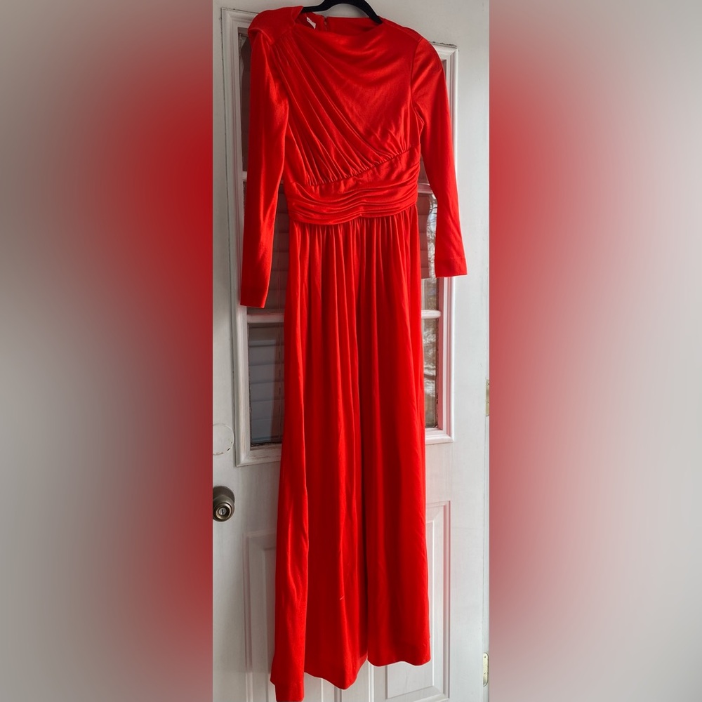1970s Vintage Red Maxi Dress